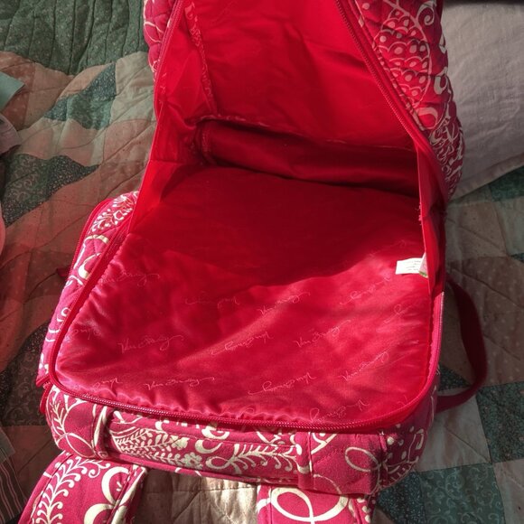 Vera Bradley Pink Quilted Backpack Twirly Birds Organizer Laptop Bag - Picture 6 of 14